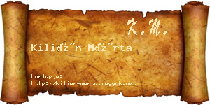 Kilián Márta névjegykártya